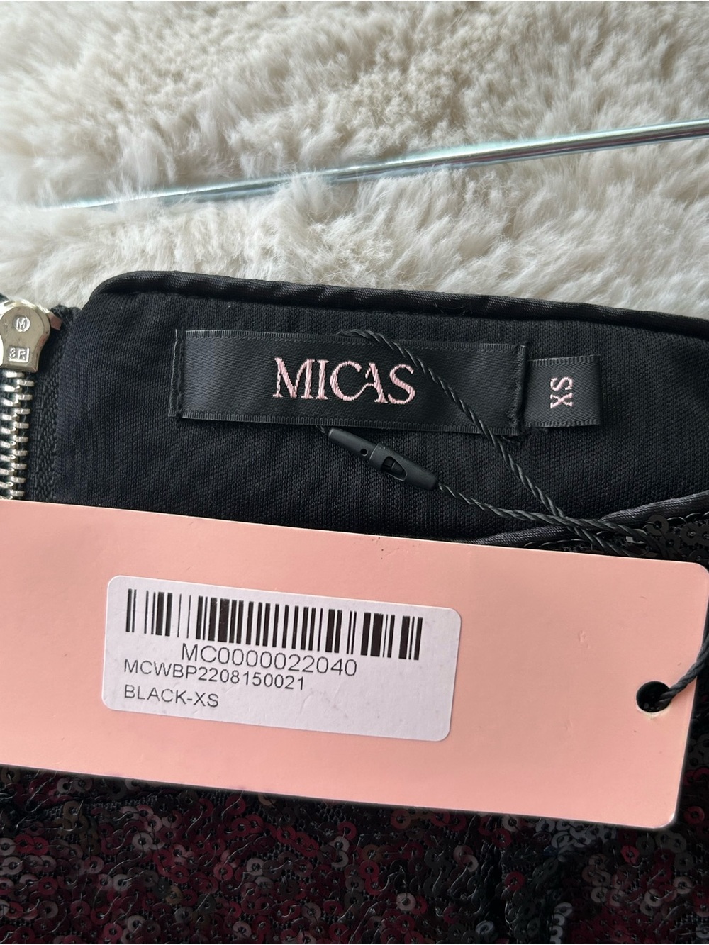 NWT Micas Black Sequin High Rise Wide Leg Party Pants Trousers Size XS - Picture 4 of 12